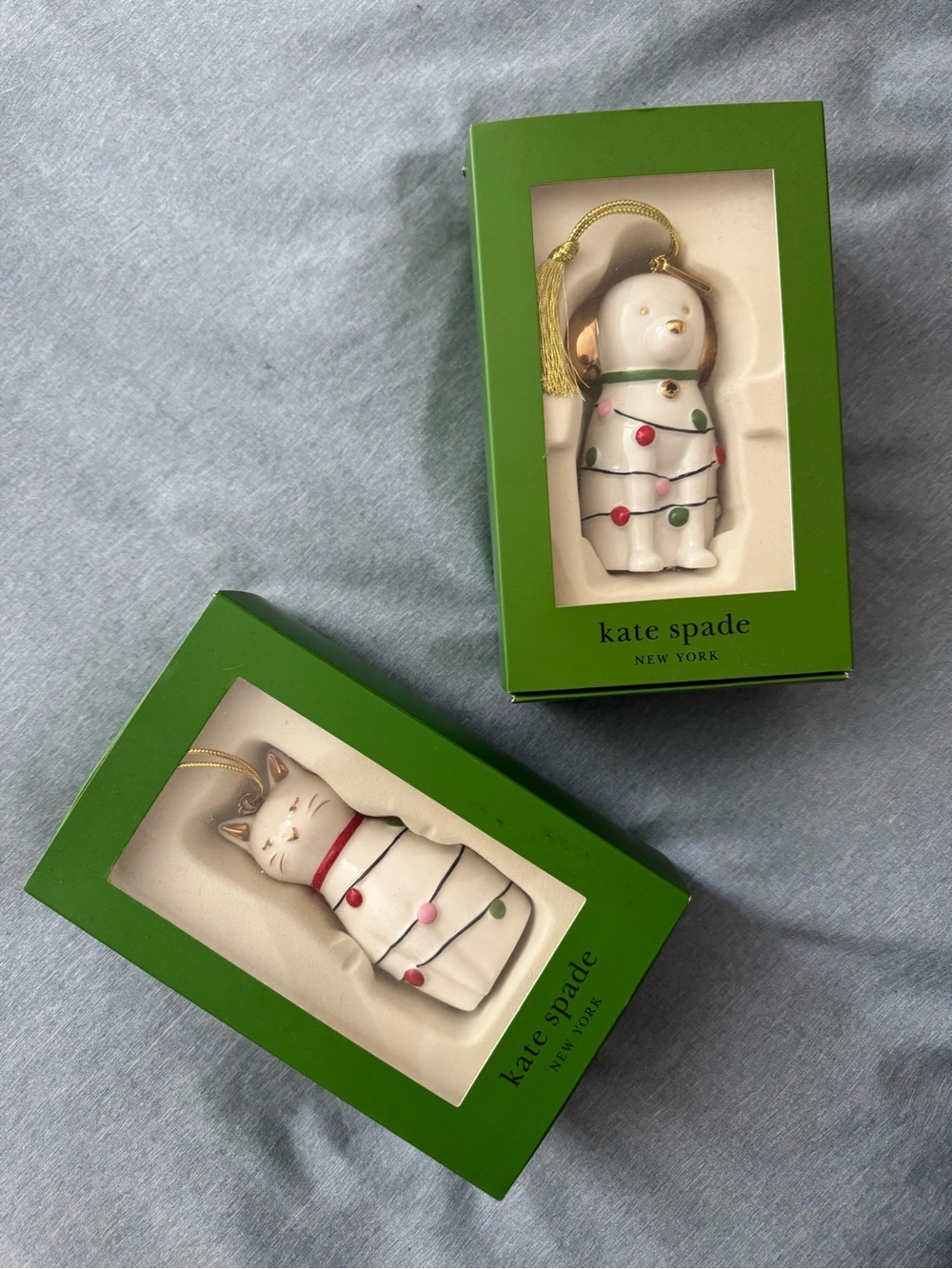 Be Jolly CAT and DOG Lenox Ornament set